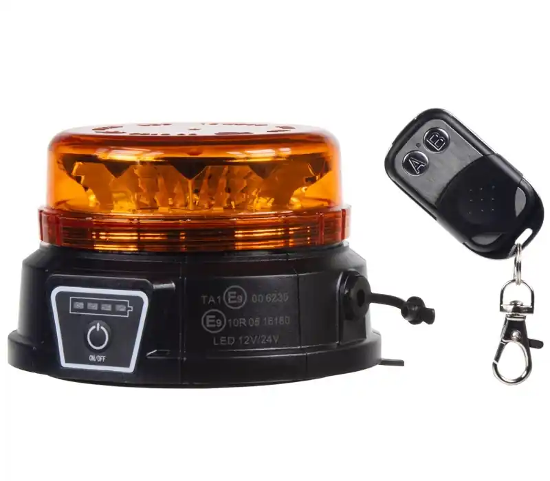 AKU LED maják 12 LED s dálkovým ovládáním, magnetický, oranžový, ECE R10 CARCLEVER Levný