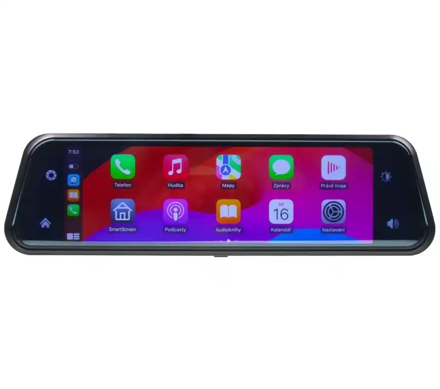 LCD monitor 9,66" s Apple CarPlay / Android auto / Bluetooth a Dual DVR v zrcátku CARCLEVER Rychlé Dodání
