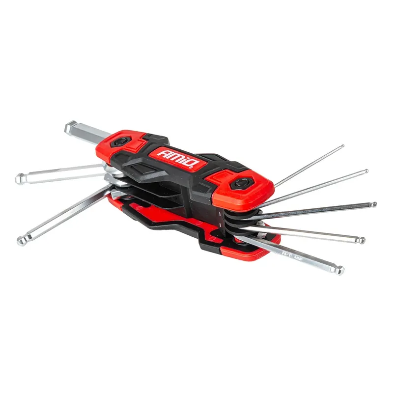 Must-Have Skládací imbusové HEX klíče 8 kusů s kulovou koncovkou z CR-V oceli AMIO