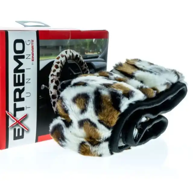 Cenová Bomba Chlupatý potah volantu 37-39 cm s leopardím vzorem EINPARTS