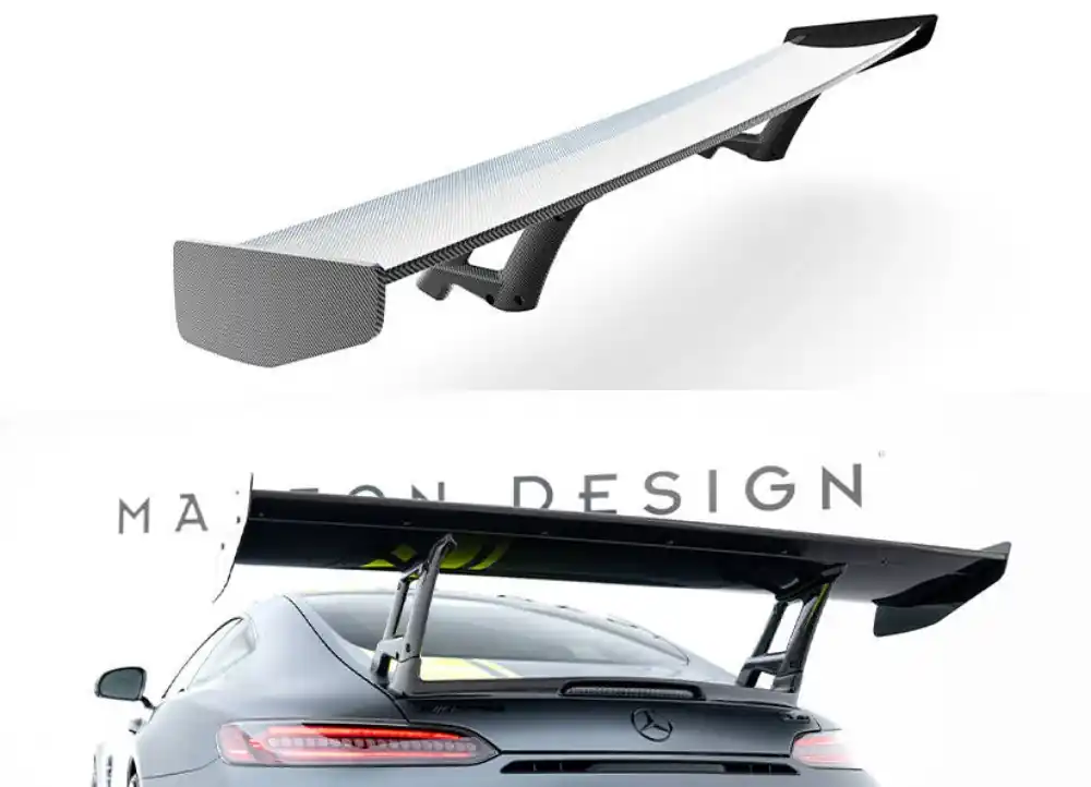 Značkový Mercedes AMG GTR C190 Facelift, karbonové zadní křídlo, Maxton Design Carbon Division