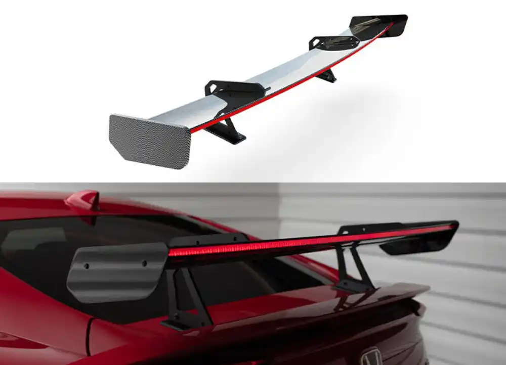 Honda Civic Mk10 SI, karbonové zadní křídlo swan-neck s LED světlem, Maxton Design Carbon Division Časově Omezené