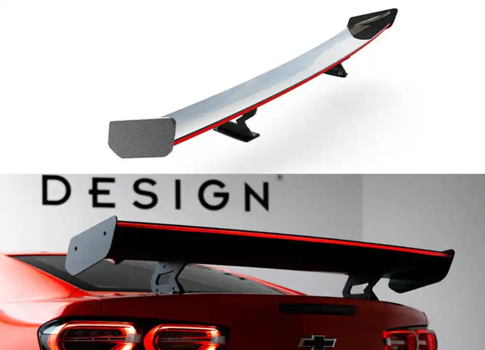 Aktuální Chevrolet Camaro SS Mk6 Facelift, karbonové zadní křídlo s LED světlem, Maxton Design Carbon Division
