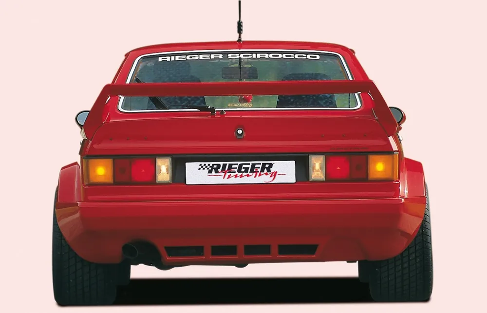 Rieger zadní křídlo pro Volkswagen Scirocco 1 kupé, GFK (laminát), s bočními náběhy Finální Výprodej