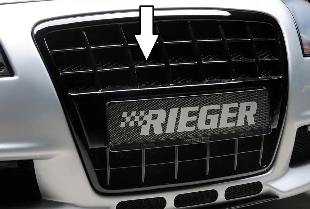 Rieger maska chladiče s integrovaným držákem SPZ pro Audi A3 8P 3-dvéř., 5-dvéř., Sportback, plast ABS lakovaný do černé lesklé barvy Top Prodej
