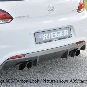 Rieger vložka zadního nárazníku pro R-Line zadní nárazník pro Volkswagen Scirocco 3 13 2-dvéř. vč. faceliftu, plast ABS bez povrchové úpravy, pro dvojité koncovky na obou stranách 4x90 mm Tovární Cena