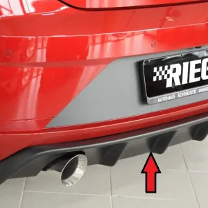 Rieger vložka zadního nárazníku pro Seat Leon FR 5F 3-dvéř. (sc), 5-dvéř. po faceliftu, plast ABS bez povrchové úpravy, pro sportovní koncovky na obou stranách 100 mm Zlevněný