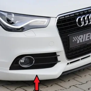 Značkový Rieger spoiler pod přední nárazník pro Audi A1 8X 3-dvéř., 5-dvéř. (sportback) před faceliftem, r.v. 08/10-12/14, plast ABS bez povrchové úpravy