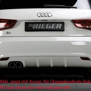 Objednat Nyní Rieger vložka zadního nárazníku pro Audi A1 8X 3-dvéř., 5-dvéř. (sportback) před faceliftem, plast ABS bez povrchové úpravy, mimo S-Line, pro orig. koncovku vlevo