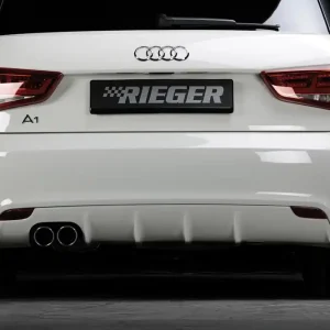 Rieger vložka zadního nárazníku pro Audi A1 8X 3-dvéř., 5-dvéř. (sportback) před faceliftem, plast ABS bez povrchové úpravy, mimo S-Line, pro orig. dvojitou koncovku vlevo 2x76 mm Přímo Od Výrobce