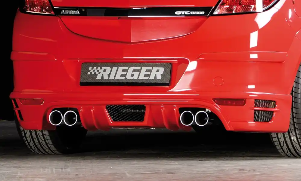 Novinka Rieger spoiler pod zadní nárazník pro Opel Astra H GTC 3-dvéř., plast ABS bez povrchové úpravy, pro vozy s dvojitými koncovkami na obou stranách