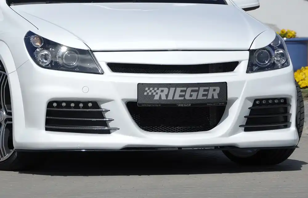 Odeslání Ihned Rieger Přední nárazník pro Opel Astra H vč. GTC, Twin-Top 3-dvéř., 5-dvéř., caravan, hatchback, kabriolet, plast ABS bez povrchové úpravy, s výřezy na světla pro denní svícení