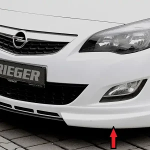 Časově Omezené Rieger spoiler pod přední nárazník pro Opel Astra J 5-dvéř., hatchback, sports tourer před faceliftem, r.v. 11/08-09/12, plast ABS bez povrchové úpravy