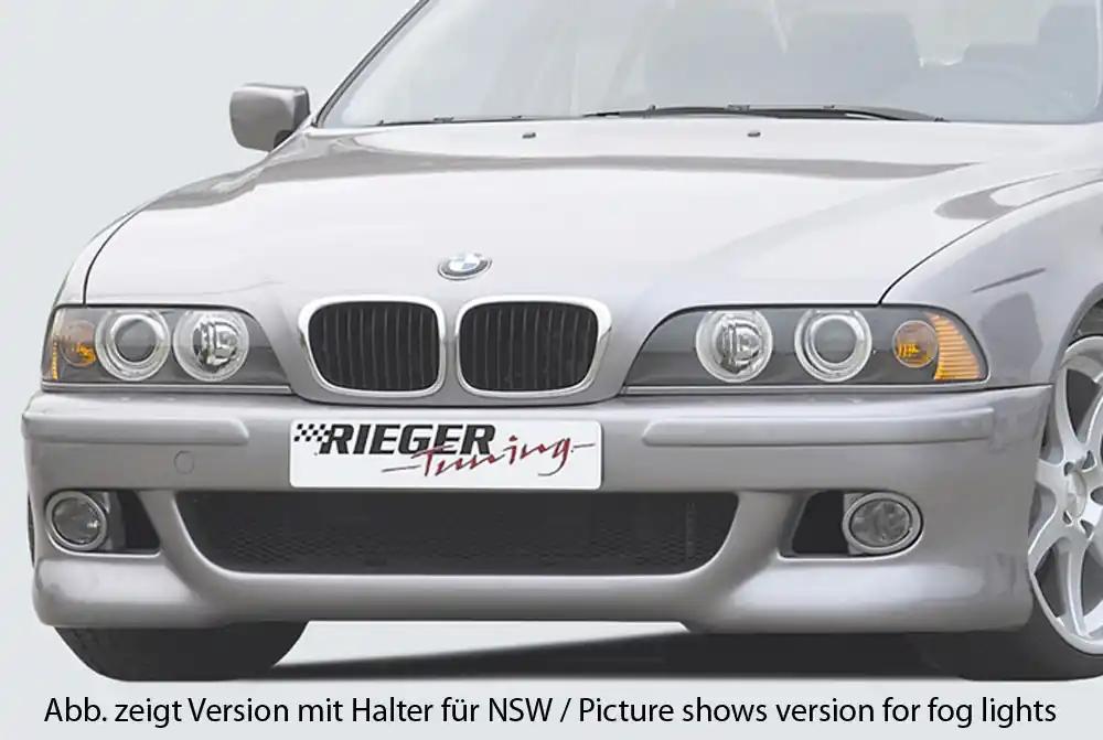 Ověřený Rieger Přední nárazník M5-Look pro BMW řada 5 E39 sedan, touring, plast ABS bez povrchové úpravy, pro vozy bez ostřikovačů předních světlometů, bez parkovacího asistenta (PDC)