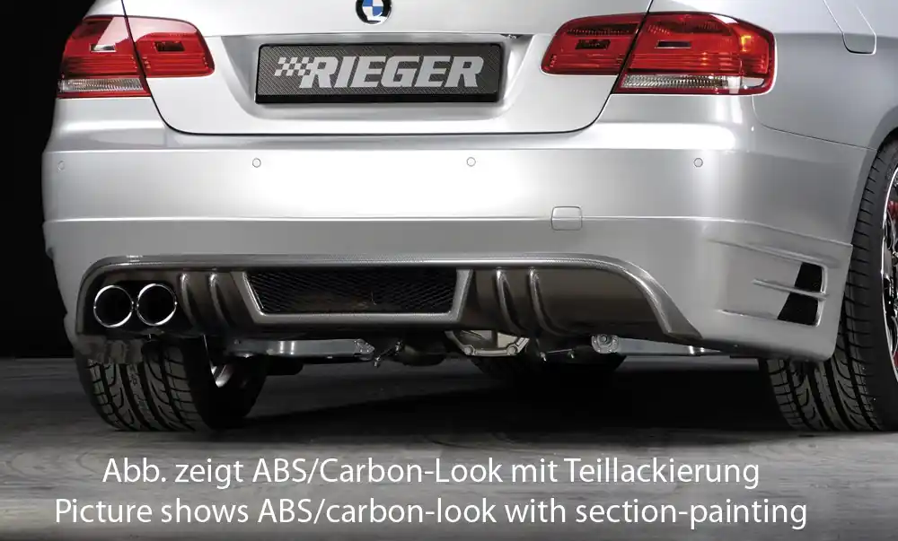 Rieger spoiler pod zadní nárazník pro BMW řada 3 E92, E93 kabriolet, kupé před faceliftem r.v. 03/07-02/10, 09/06-02/10, plast ABS bez povrchové úpravy, mimo 335i a 335d, pro vozy s dvojitou koncovkou vlevo Bezpečná Platba