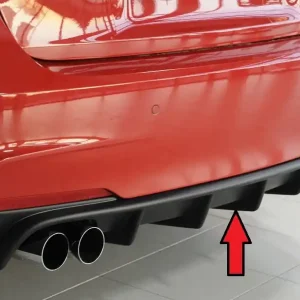 Jen Po Omezenou Doba Rieger vložka zadního nárazníku pro BMW řada 3 F30, F31 sedan, touring vč. faceliftu, plast ABS bez povrchové úpravy, pro orig. dvojitou koncovku vlevo