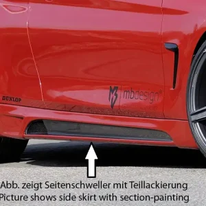 Rieger boční práh mont. strana pravá pro BMW řada 4 F32, F33 coupe (3-dvéř.), kabriolet vč. faceliftu, r.v. 03/13-06/15, 07/15-, 11/12-06/15, plast ABS bez povrchové úpravy, s prolisem a výřezem Víkendová Akce