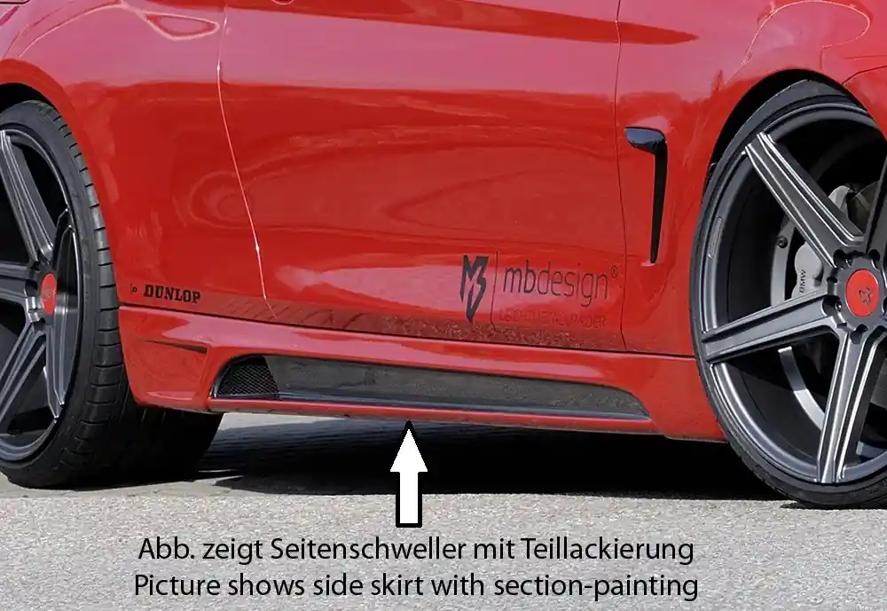 Rieger boční práh mont. strana pravá pro BMW řada 4 F32, F33 coupe (3-dvéř.), kabriolet vč. faceliftu, r.v. 03/13-06/15, 07/15-, 11/12-06/15, plast ABS bez povrchové úpravy, s prolisem a výřezem Víkendová Akce