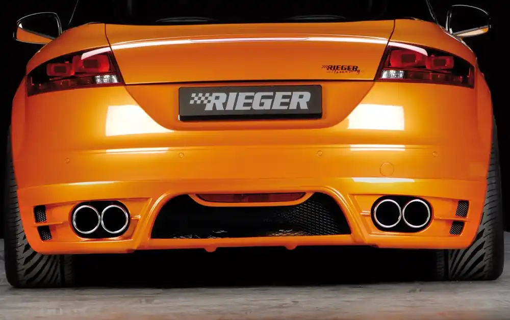 Rieger spoiler pod zadní nárazník pro Audi TT 8J kupé, roadster před faceliftem r.v. 09/06-06/10, plast ABS bez povrchové úpravy, pro vozy s dvojitými koncovkami na obou stranách Značkový