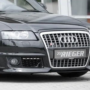 Výprodej Rieger Přední nárazník pro Audi A4 8H kabriolet před faceliftem, plast ABS bez povrchové úpravy, s žebrováním, s držáky originálních mlhových světel, pro vozy s ostřikovači světlometů