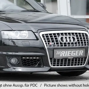 Speciální Cena Rieger Přední nárazník pro Audi A4 8H kabriolet před faceliftem, plast ABS bez povrchové úpravy, s žebrováním, s držáky originálních mlhových světel, pro vozy s ostřikovači světlometů a parkovacím asistentem (PDC)