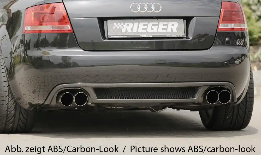 Rieger vložka zadního nárazníku pro Audi A4 8H kabriolet, plast ABS bez povrchové úpravy, pro dvojité koncovky na obou stranách 4x90 mm Kup Teď