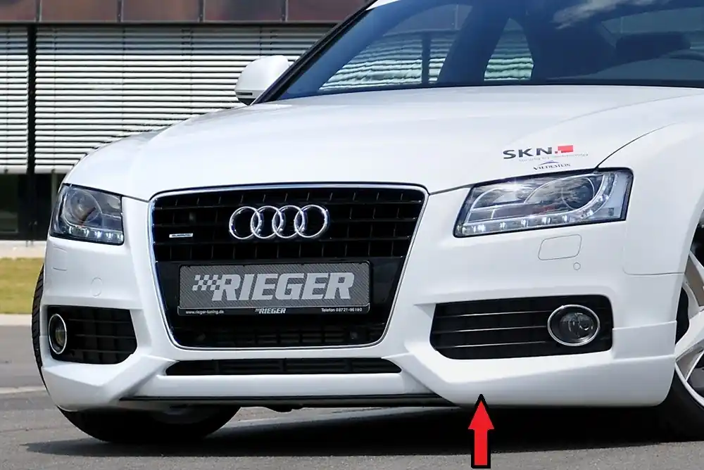 Sezónní Sleva Rieger spoiler pod přední nárazník pro Audi A5 S5 B8, B81 kabriolet, kupé, Sportback před faceliftem, r.v. 06/07-07/11, plast ABS bez povrchové úpravy, pouze S-Line