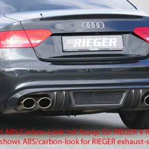 Rieger vložka zadního nárazníku pro Audi A5 B8, B81 kabriolet, kupé před faceliftem, plast ABS bez povrchové úpravy, S-Line, pro orig. dvojitou koncovku vlevo Top Prodej