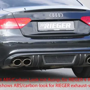 Omezená Nabídka Rieger vložka zadního nárazníku pro Audi A5 B8, B81 kabriolet, kupé před faceliftem, plast ABS bez povrchové úpravy, S-Line, pro orig. koncovky na obou stranách