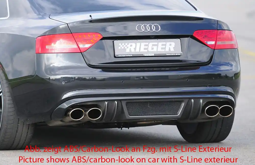 Nejlepší Volba Rieger vložka zadního nárazníku pro Audi A5 B8, B81 kabriolet, kupé před faceliftem, plast ABS bez povrchové úpravy, mimo S-Line, pro dvojité koncovky na obou stranách 4x115x85 mm