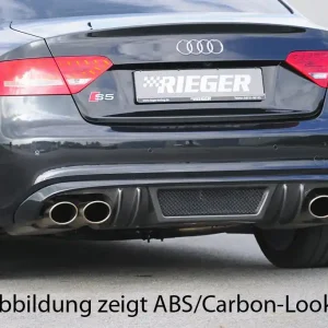 Značkový Rieger vložka zadního nárazníku pro Audi A5 B8, B81 Sportback před faceliftem, plast ABS bez povrchové úpravy, S-Line, pro sportovní koncovky na obou stranách 4x115x85 mm