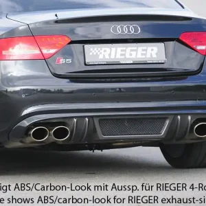 Super Cena Rieger vložka zadního nárazníku pro Audi A5 B8, B81 Sportback před faceliftem, plast ABS bez povrchové úpravy, S-Line, pro orig. dvojité koncovky na obou stranách