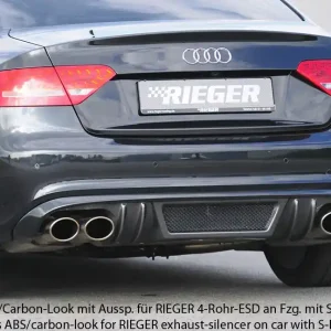 Rieger vložka zadního nárazníku pro Audi A5 B8, B81 kabriolet, kupé před faceliftem, plast ABS bez povrchové úpravy, mimo S-Line, pro orig. koncovky na obou stranách Originální