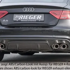 Výhodná Nabídka Rieger vložka zadního nárazníku pro Audi A5 B8, B81 Sportback po faceliftu, plast ABS bez povrchové úpravy, S-Line, pro orig. koncovky na obou stranách