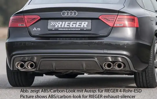 Výhodná Nabídka Rieger vložka zadního nárazníku pro Audi A5 B8, B81 Sportback po faceliftu, plast ABS bez povrchové úpravy, S-Line, pro orig. koncovky na obou stranách