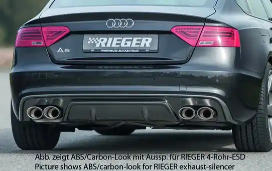 Přímo Od Výrobce Rieger vložka zadního nárazníku pro Audi A5 S5 B8, B81 Sportback po faceliftu, plast ABS bez povrchové úpravy, S-Line, pro orig. dvojité koncovky na obou stranách