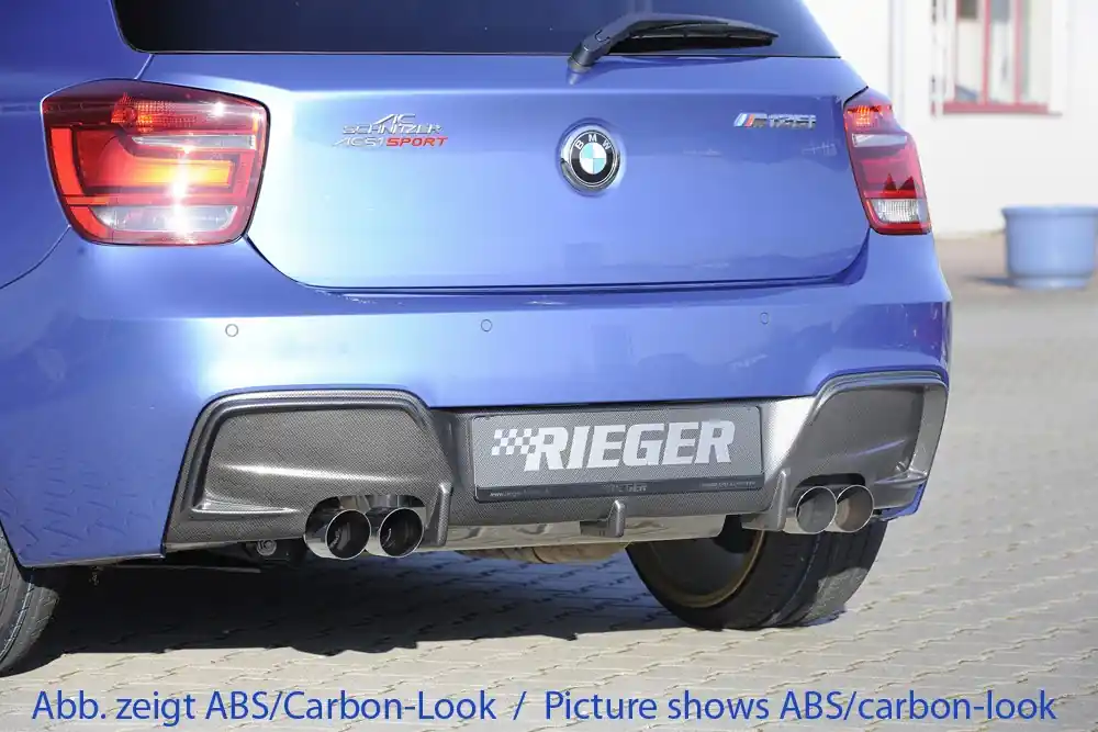 Rieger vložka zadního nárazníku pro BMW řada 1 F20, F21 sedan / 2-dvéř., sedan / 4-dvéř. před faceliftem, plast ABS lakovaný do černé lesklé barvy, pro dvojité koncovky na obou stranách 4x80 mm Levný