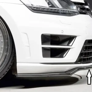 Aktuální Rieger lipa pod přední nárazník pouze pro R / R-Line pro Volkswagen Golf 7 vč. R 3-dvéř., 5-dvéř. před faceliftem, 10/12-12/16, 12/13-12/16, plast ABS lakovaný do černé lesklé barvy