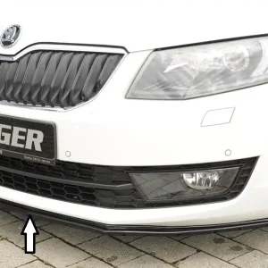 Super Cena Rieger lipa pod přední nárazník pro Škoda Octavia 5E combi, sedan před faceliftem, 02/13-01/17, plast ABS lakovaný do černé lesklé barvy, ABS plast lakovaný do černé lesklé barvy