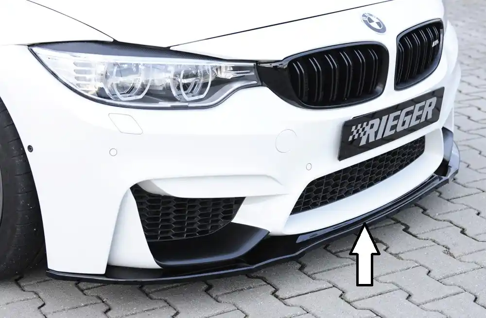 Akce Rieger lipa pod přední nárazník pro BMW řada 3 F80 M3 sedan, 01/14-, plast ABS lakovaný do černé lesklé barvy