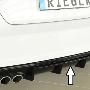 Rieger vložka zadního nárazníku pro Audi A3 8V 3-dvéř. (hatchback 8V1), 5-dvéř. (sportback 8VA) před faceliftem, plast ABS lakovaný do černé lesklé barvy, pro dvojitou koncovku vlevo Expresní Doručení