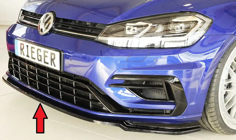 Rieger lipa pod přední nárazník pouze pro R / R-Line pro Volkswagen Golf 7 R, R-Line 3-dvéř., 5-dvéř. po faceliftu, 02/17-, plast ABS lakovaný do černé lesklé barvy Značkový