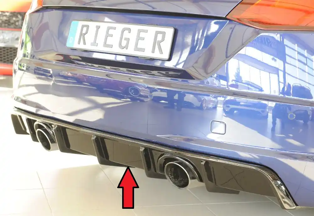 Novinka Rieger vložka zadního nárazníku pro Audi TT 8J-FV, 8S kupé, roadster vč. faceliftu, plast ABS lakovaný do černé lesklé barvy
