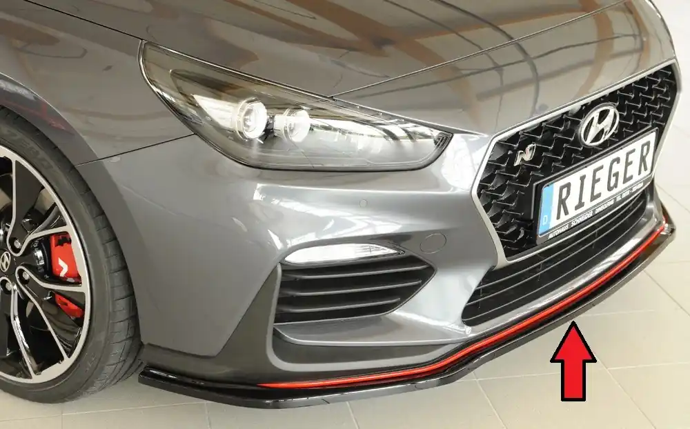 Rieger lipa pod přední nárazník pro Hyundai i30 N PDE 5-dvéř. (fastback), 5-dvéř. (hatchback), 07/17-, plast ABS lakovaný do černé lesklé barvy Nízká Cena