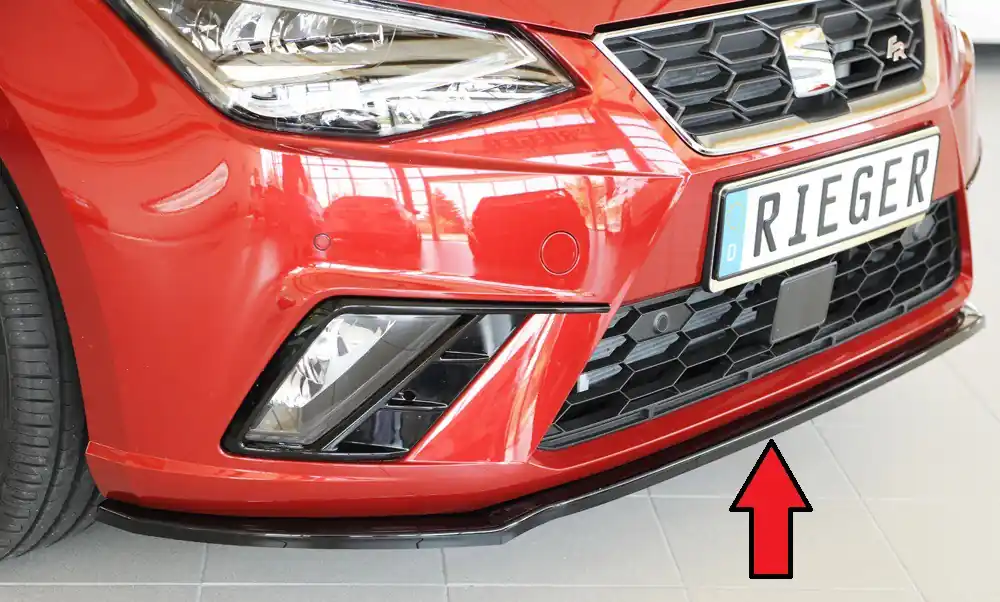 Rieger lipa pod přední nárazník pro Seat Ibiza KJ 5-dvéř., 01/17-, plast ABS lakovaný do černé lesklé barvy Cenově Výhodný