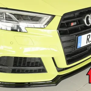 Rieger lipa pod přední nárazník pro Audi A3 S3 8V 3-dvéř. (hatchback 8V1), 5-dvéř. (sportback 8VA) po faceliftu, 09/16-, plast ABS lakovaný do černé lesklé barvy Aktuální