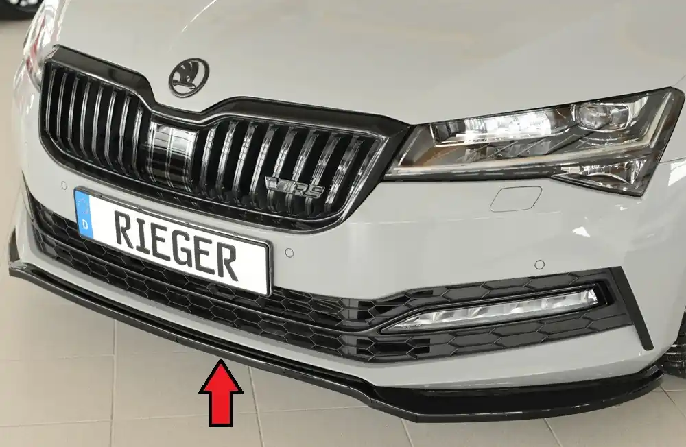 Rieger lipa pod přední nárazník pro Škoda Superb III 3T, 3V combi, 08/19-, plast ABS lakovaný do černé lesklé barvy Top Prodej