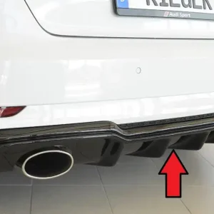Rieger vložka zadního nárazníku pro Audi A3 S3 8V 3-dvéř. (hatchback 8V1), 5-dvéř. (sportback 8VA) po faceliftu, plast ABS lakovaný do černé lesklé barvy, pro sportovní koncovky na obou stranách 152x95 mm Vysoce Kvalitní