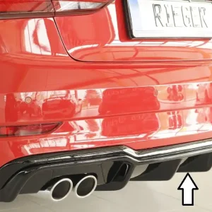 Kup Teď Rieger vložka zadního nárazníku pro Audi A3 8V 3-dvéř. (convertible 8V7), 5-dvéř. (sedan 8VS) po faceliftu, plast ABS lakovaný do černé lesklé barvy, pro dvojitou koncovku vlevo