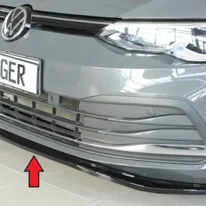 Rieger lipa pod přední nárazník pro Volkswagen Golf 8 3-dvéř., 12/19-, plast ABS lakovaný do černé lesklé barvy Zlevněný